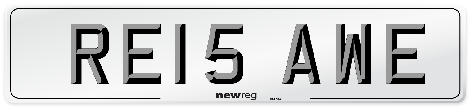 RE15 AWE Number Plate from New Reg
